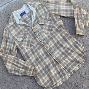 Vintage 1960s, Pendleton cream, brown and blue sz M